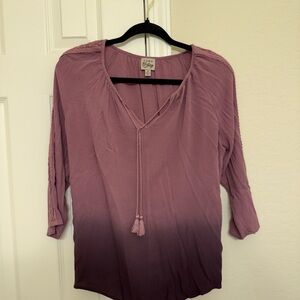 Como Vintage Mauve Ombre Blouse with Tassel